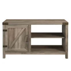 Tv Stands & Media Consoles-Kirkland's Home Barn Door Wash Tv Stand With Open Shelves Gray