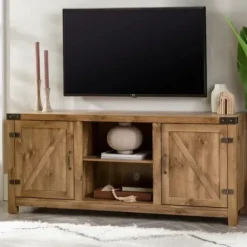 Tv Stands & Media Consoles-Kirkland's Home Barnwood Barn Doors Tv Stand Brown