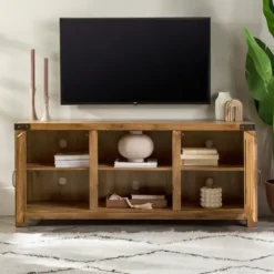Tv Stands & Media Consoles-Kirkland's Home Barnwood Barn Doors Tv Stand Brown