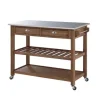 Kitchen Islands & Bar Carts-Kirkland's Home Barnwood Sonoma Stainless Steel Top Kitchen Cart Brown