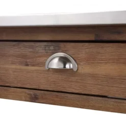 Kitchen Islands & Bar Carts-Kirkland's Home Barnwood Sonoma Stainless Steel Top Kitchen Cart Brown