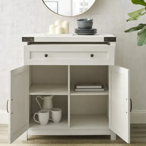 Cabinets & Sideboards-Kirkland's Home Barnwood Style Wooden Cabinet White