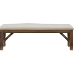 Benches & Ottomans-Kirkland's Home Basketweave Upholstered Wood Bench Tan