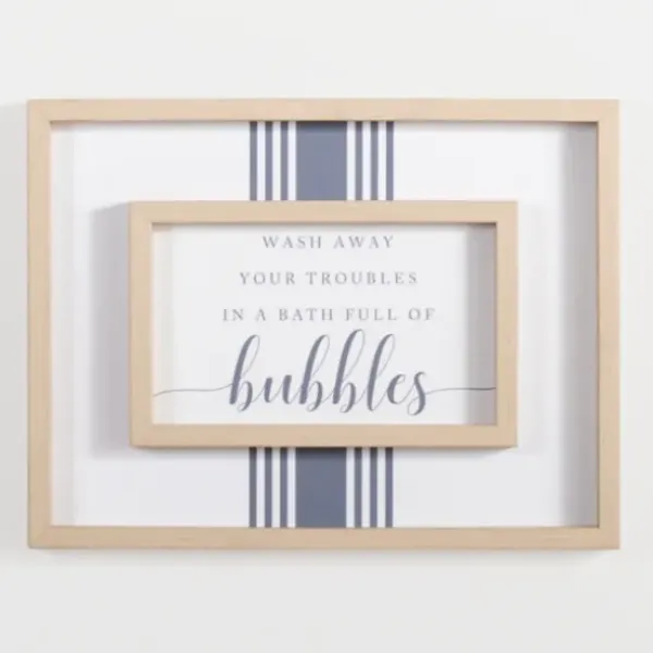 Wall Quotes & Signs-Kirkland's Home Bath Full Of Bubbles Wall Plaque White/Blue/Tan
