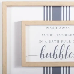 Wall Quotes & Signs-Kirkland's Home Bath Full Of Bubbles Wall Plaque White/Blue/Tan