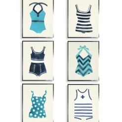 Framed Art-Kirkland's Home Bathing Suits I Framed Art Prints, Set Of 6 Blue
