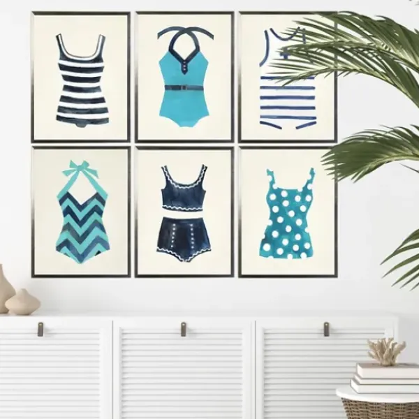 Framed Art-Kirkland's Home Bathing Suits I Framed Art Prints, Set Of 6 Blue