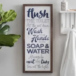 Wall Quotes & Signs-Kirkland's Home Bathroom Rules Typography Wall Plaque White