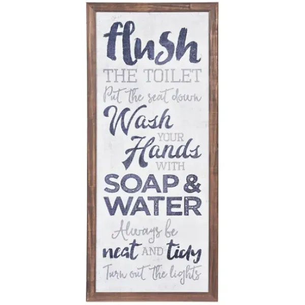 Wall Quotes & Signs-Kirkland's Home Bathroom Rules Typography Wall Plaque White