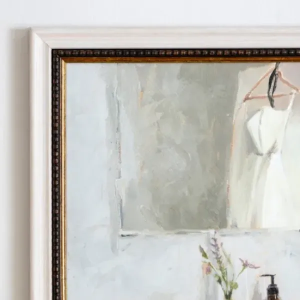 Framed Art-Kirkland's Home Bathroom Scene Framed Art Print White/Gray