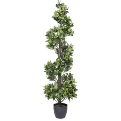 Trees & Topiaries-Kirkland's Home Bay Leaf Spiral Potted Tree, 60 In.