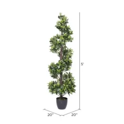 Trees & Topiaries-Kirkland's Home Bay Leaf Spiral Potted Tree, 60 In.