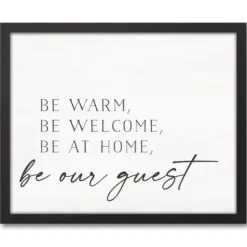 Wall Quotes & Signs-Kirkland's Home Be Warm Be Welcome Framed Canvas Art Print Ivory/Black