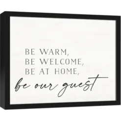 Wall Quotes & Signs-Kirkland's Home Be Warm Be Welcome Framed Canvas Art Print Ivory/Black