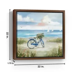 Framed Art-Kirkland's Home Beach Bike Bliss Framed Canvas Art Print Blue/White/Tan