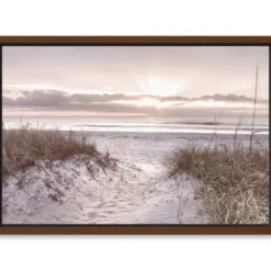 Framed Art-Kirkland's Home Beach Morning Blessing Framed Canvas Art Print White/Gray/Brown