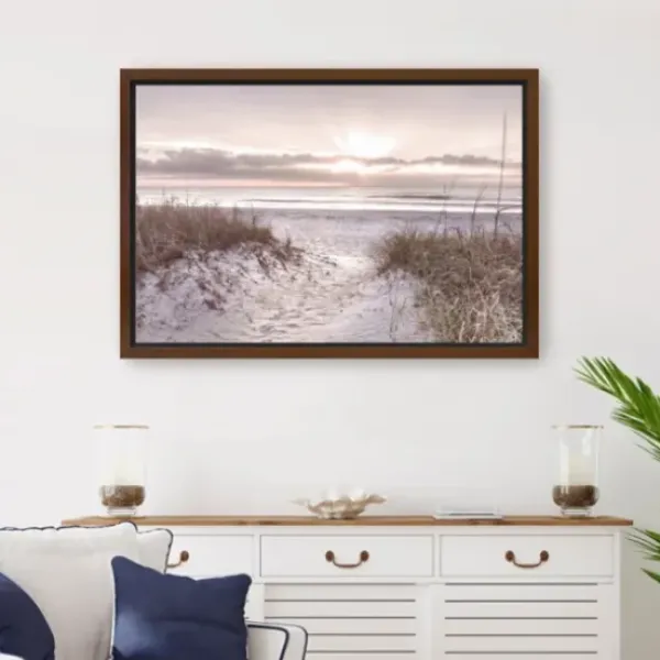 Framed Art-Kirkland's Home Beach Morning Blessing Framed Canvas Art Print White/Gray/Brown