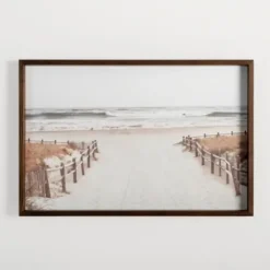 Framed Art-Kirkland's Home Beach Path Framed Art Print Ivory/White/Brown