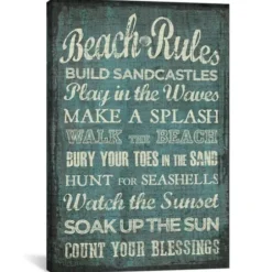 Wall Quotes & Signs-Kirkland's Home Beach Rules Canvas Art Print Blue