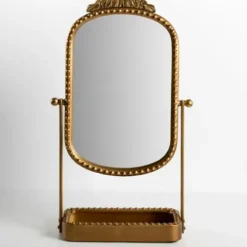 Decorative Mirrors-Kirkland's Home Beaded Bordeaux Tray Base Tabletop Mirror