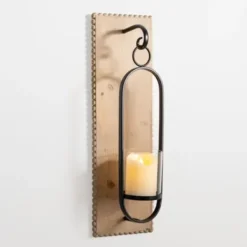 Sconces-Kirkland's Home Beaded Trim Wood And Metal Sconce