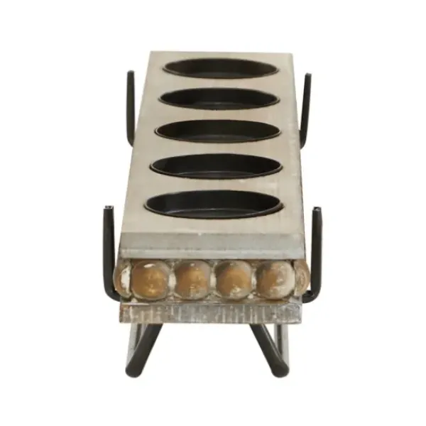 Candle Holders-Kirkland's Home Beaded Wood And Metal Base Candle Holder Brown