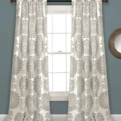 Curtains & Drapes-Kirkland's Home Becky Curtain Panel Set, 96 In. Gray