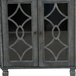 Cabinets & Sideboards-Kirkland's Home Becky Wood 4-Door Sideboard Gray