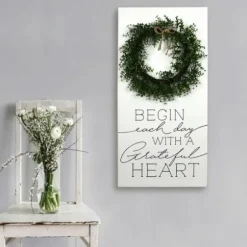Wall Quotes & Signs-Kirkland's Home Begin Each Day Wreath Wall Plaque White