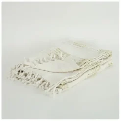 Blankets & Throws-Kirkland's Home Beige And Ivory Woven Stripe Throw Tan/Ivory