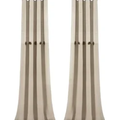 Curtains & Drapes-Kirkland's Home Beige Burlap Knotted Curtain Panel Set, 108 In. Tan
