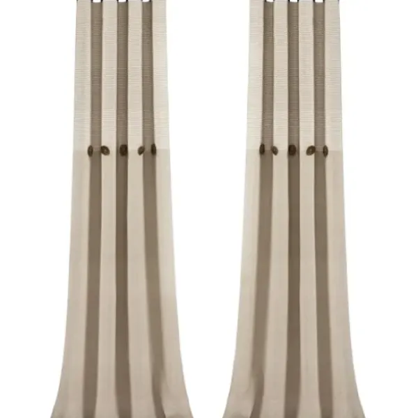 Curtains & Drapes-Kirkland's Home Beige Burlap Knotted Curtain Panel Set, 108 In. Tan