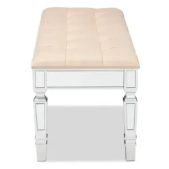 Benches & Ottomans-Kirkland's Home Beige Button Tufted Bench With Mirrored Base Tan