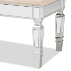 Benches & Ottomans-Kirkland's Home Beige Button Tufted Bench With Mirrored Base Tan