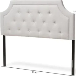 Beds & Headboards-Kirkland's Home Beige Button Tufted Scalloped Queen Headboard Ivory