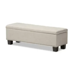 Benches & Ottomans-Kirkland's Home Beige Button-Tufted Upholstered Storage Bench Tan