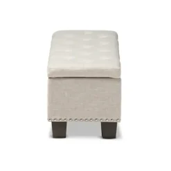 Benches & Ottomans-Kirkland's Home Beige Button-Tufted Upholstered Storage Bench Tan