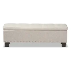 Benches & Ottomans-Kirkland's Home Beige Button-Tufted Upholstered Storage Bench Tan