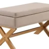 Benches & Ottomans-Kirkland's Home Beige Crossed Storage Ottoman Tan
