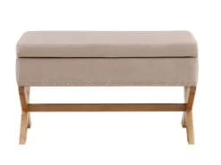 Benches & Ottomans-Kirkland's Home Beige Crossed Storage Ottoman Tan