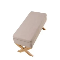 Benches & Ottomans-Kirkland's Home Beige Crossed Storage Ottoman Tan