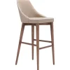 Bar Stools & Counter Height Stools-Kirkland's Home Beige Faux Leather And White Trim Bar Stool Tan