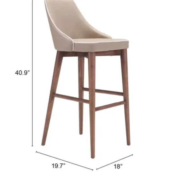 Bar Stools & Counter Height Stools-Kirkland's Home Beige Faux Leather And White Trim Bar Stool Tan