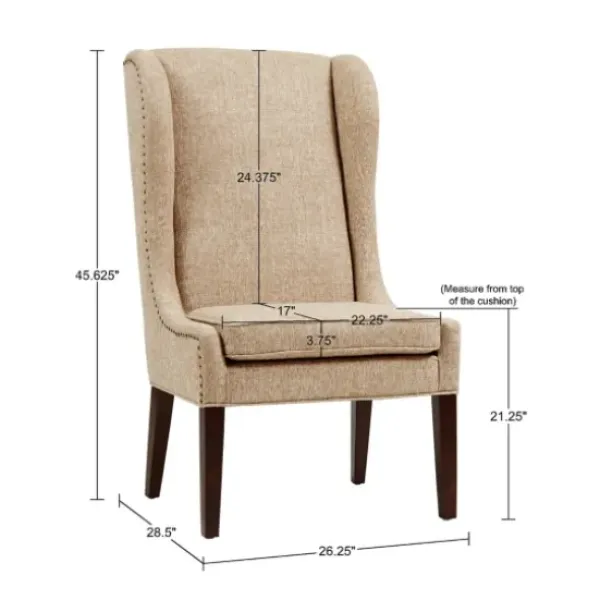 Dining Chairs-Kirkland's Home Beige High Wingback Nailhead Trim Dining Chair Tan