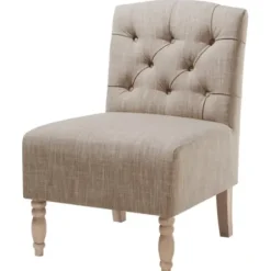 Accent Chairs-Kirkland's Home Beige Luna Tufted Armless Accent Chair Gray