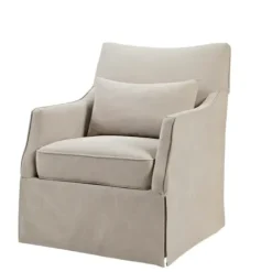 Accent Chairs-Kirkland's Home Beige Martha Stewart Skirted Swivel Accent Chair Ivory