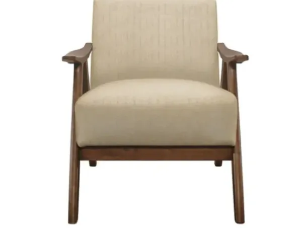 Accent Chairs-Kirkland's Home Beige Mid-Century Hazel Wood Frame Accent Chair Tan