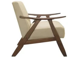 Accent Chairs-Kirkland's Home Beige Mid-Century Hazel Wood Frame Accent Chair Tan