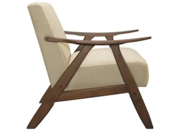 Accent Chairs-Kirkland's Home Beige Mid-Century Hazel Wood Frame Accent Chair Tan