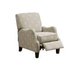 Accent Chairs-Kirkland's Home Beige Pattern Liam Push-Back Recliner Gray/White